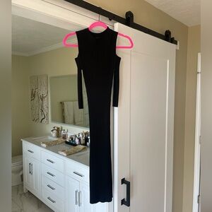 Maje Black Long Sleeved Shoulder Cut out Sexy Fitted Dress.